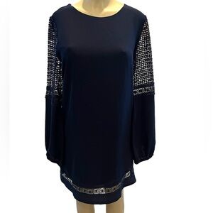 She + Sky Navy Blue Long Sleeve Cocktail Day to Night Dress Women’s Size Large‌‌